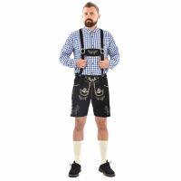 A. Salvarini Herren Trachten Lederhose AS451 Schwarz-Gr. 54