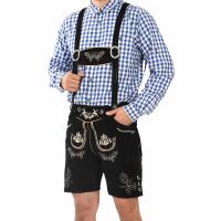 A. Salvarini Herren Trachten Lederhose AS451 Schwarz-Gr. 54