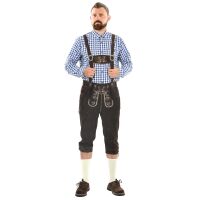 A. Salvarini Herren Trachten Lederhose Kniebundlederhose AS450 Dunkelbraun-Gr. 52