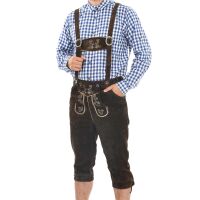 A. Salvarini Herren Trachten Lederhose Kniebundlederhose AS450 Dunkelbraun-Gr. 52