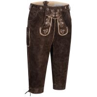 A. Salvarini Herren Trachten Lederhose Kniebundlederhose AS450 Dunkelbraun-Gr. 52