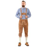 A. Salvarini Herren Trachten Lederhose Kniebundlederhose AS450 Hellbraun-Gr. 46