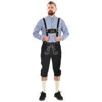 A. Salvarini Herren Trachten Lederhose Kniebundlederhose AS450 Schwarz-Gr. 52