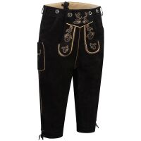 A. Salvarini Herren Trachten Lederhose Kniebundlederhose AS450 Schwarz-Gr. 52