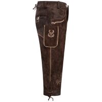 A. Salvarini Herren Trachten Lederhose Kniebundlederhose AS452 Dunkelbraun-Gr. 48