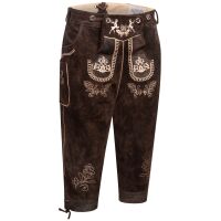A. Salvarini Herren Trachten Lederhose Kniebundlederhose AS452 Dunkelbraun-Gr. 60