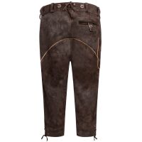 A. Salvarini Herren Trachten Lederhose Kniebundlederhose AS452 Dunkelbraun-Gr. 60