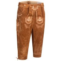 A. Salvarini Herren Trachten Lederhose Kniebundlederhose AS452 Hellbraun-Gr. 56