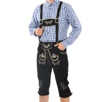 A. Salvarini Herren Trachten Lederhose Kniebundlederhose AS452 Schwarz-Gr. 50