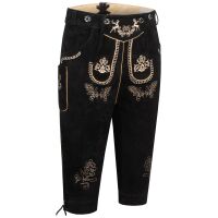 A. Salvarini Herren Trachten Lederhose Kniebundlederhose AS452 Schwarz-Gr. 50