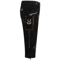 A. Salvarini Herren Trachten Lederhose Kniebundlederhose AS452 Schwarz-Gr. 50