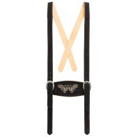 A. Salvarini Herren Trachten Lederhose Kniebundlederhose AS452 Schwarz-Gr. 52